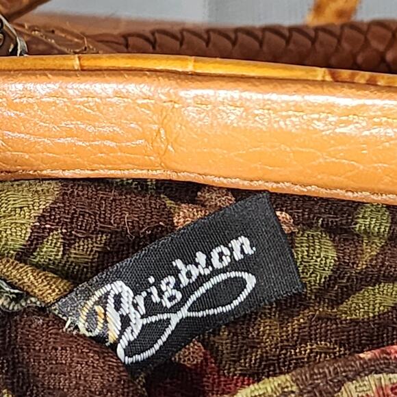 Vintage Brighton Norah Mini Crossbody Brown Leather Crocodile Embossed 2 Straps - Picture 4 of 12